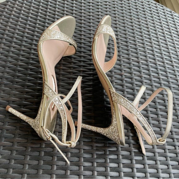 Sophia Webster Silver Glitter ‘Kamryn’ Mid Sandals in Champagne Glitter Size 40 - Picture 7 of 12